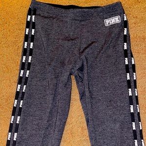 PINK VICTORIA’S SECRET LEGGINGS WITH LOGO TRIM - LIKE NEW